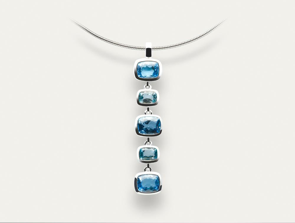 P4535  BLUE TOPAZ & SKY BLUE TOPAZ PENDANT - Joryel Vera Jewelry