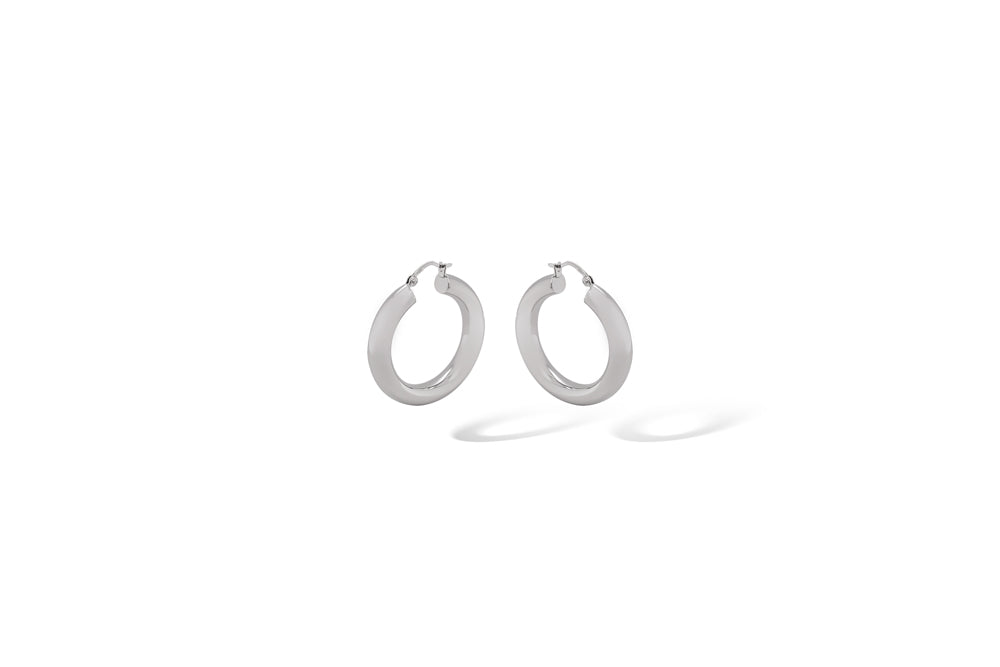 E10955 ROUND SILVER HOOP EARRING - Joryel Vera Jewelry